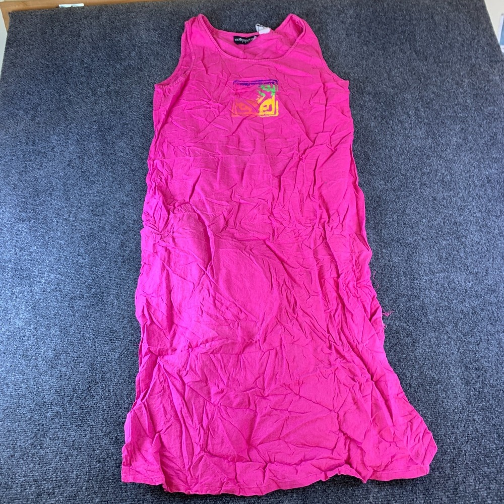 Sag Harbor Tank Dress Womens 10P Hot Pink Linen Round Neck Sleeveless Minimalist